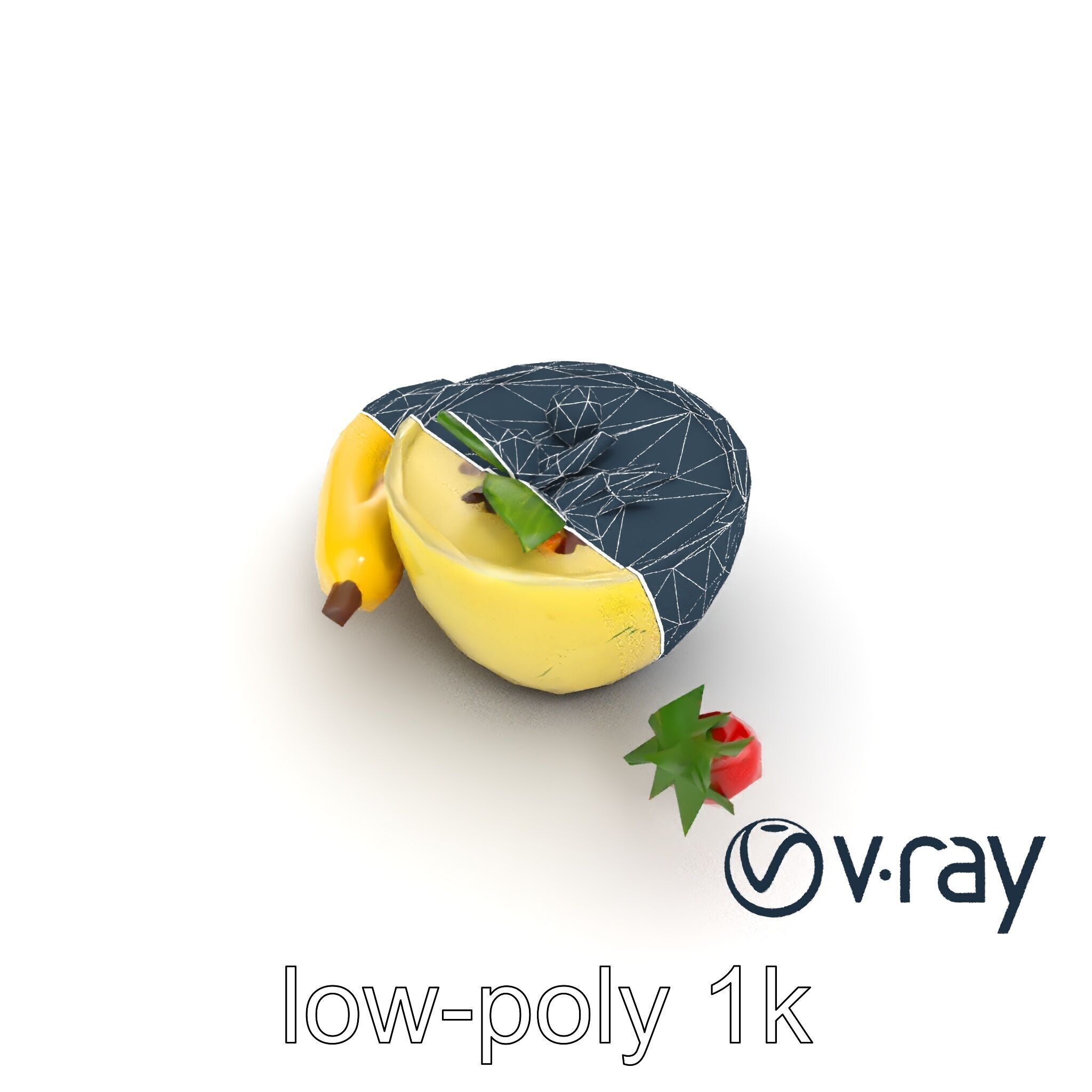 Tropical Smoothie Bowl 3D model pack Low-poly 3D model_19