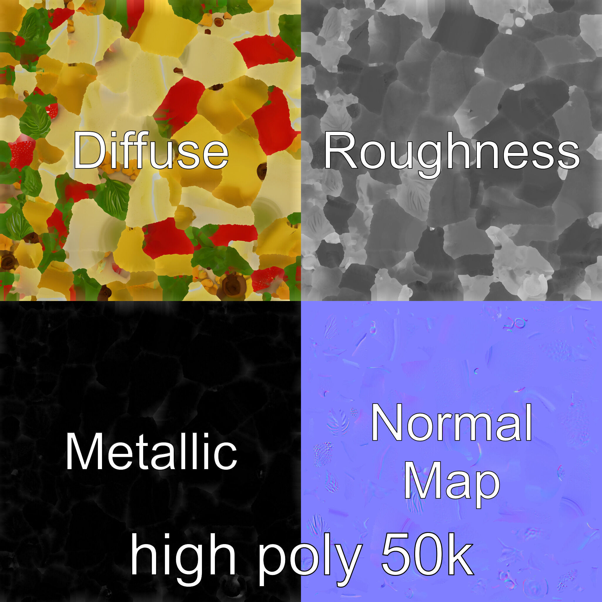 Tropical Smoothie Bowl 3D model pack Low-poly 3D model_5