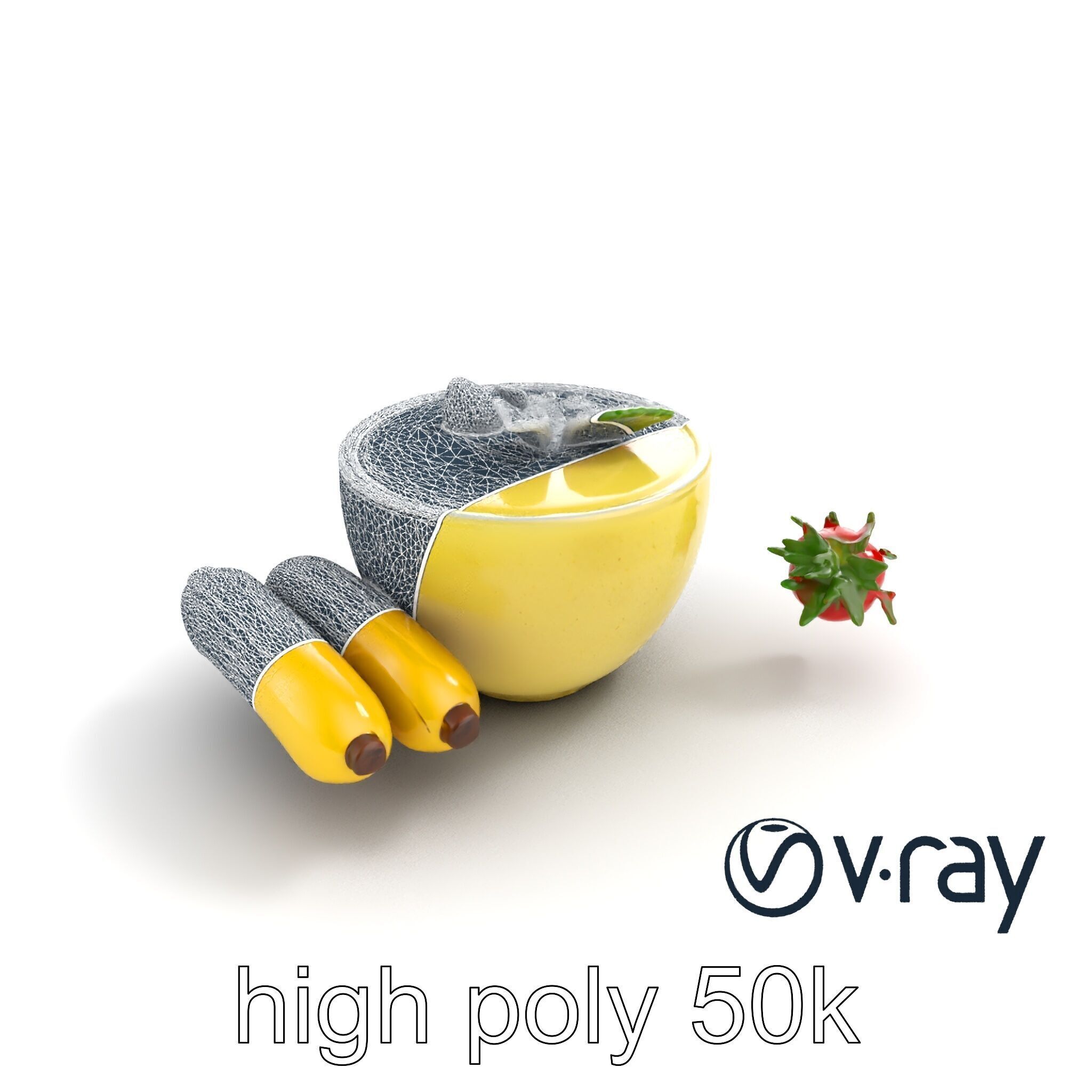 Tropical Smoothie Bowl 3D model pack Low-poly 3D model_24