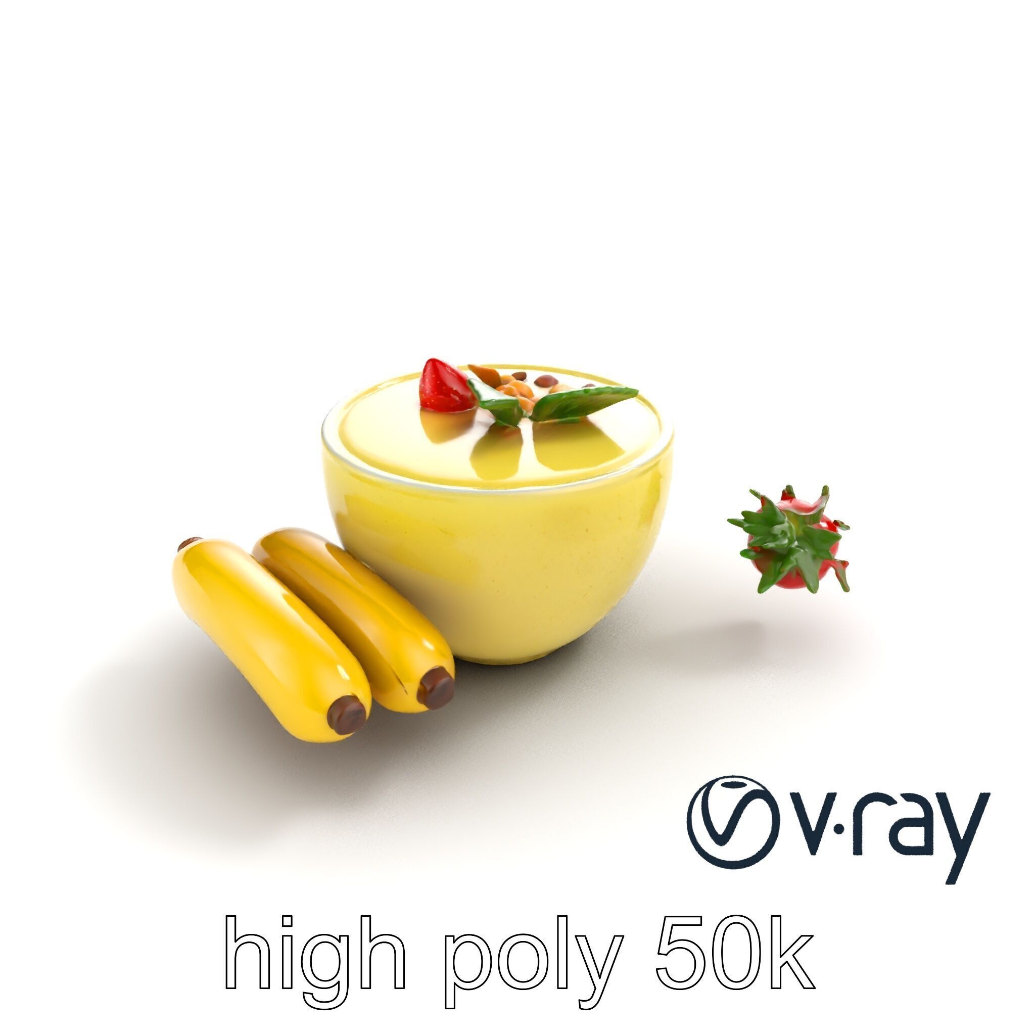 Tropical Smoothie Bowl 3D model pack Low-poly 3D model_11