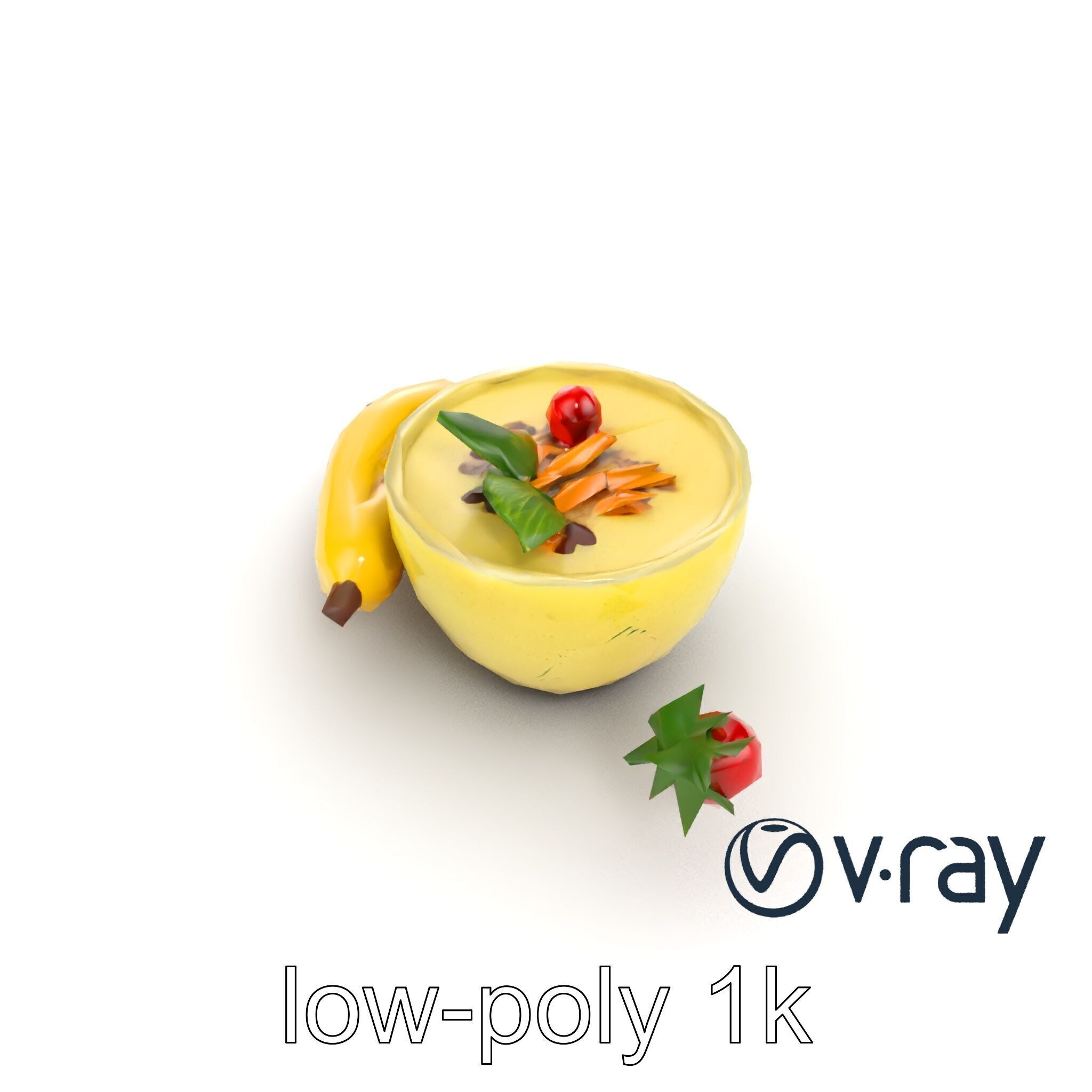 Tropical Smoothie Bowl 3D model pack Low-poly 3D model_18