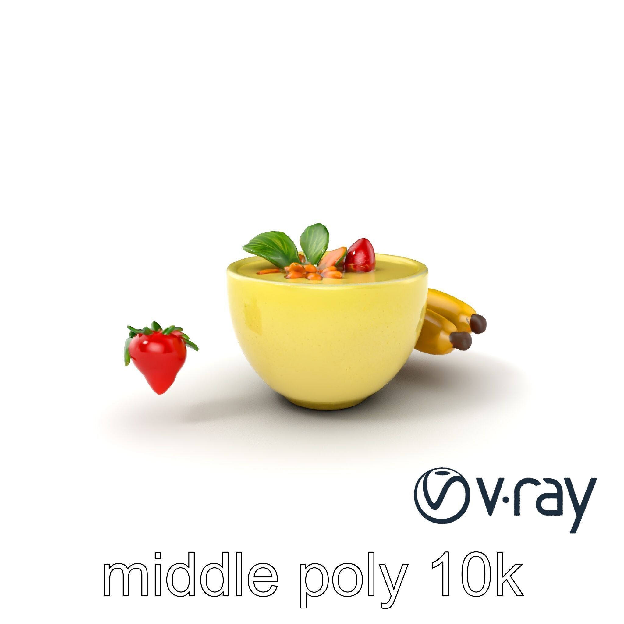 Tropical Smoothie Bowl 3D model pack Low-poly 3D model_9