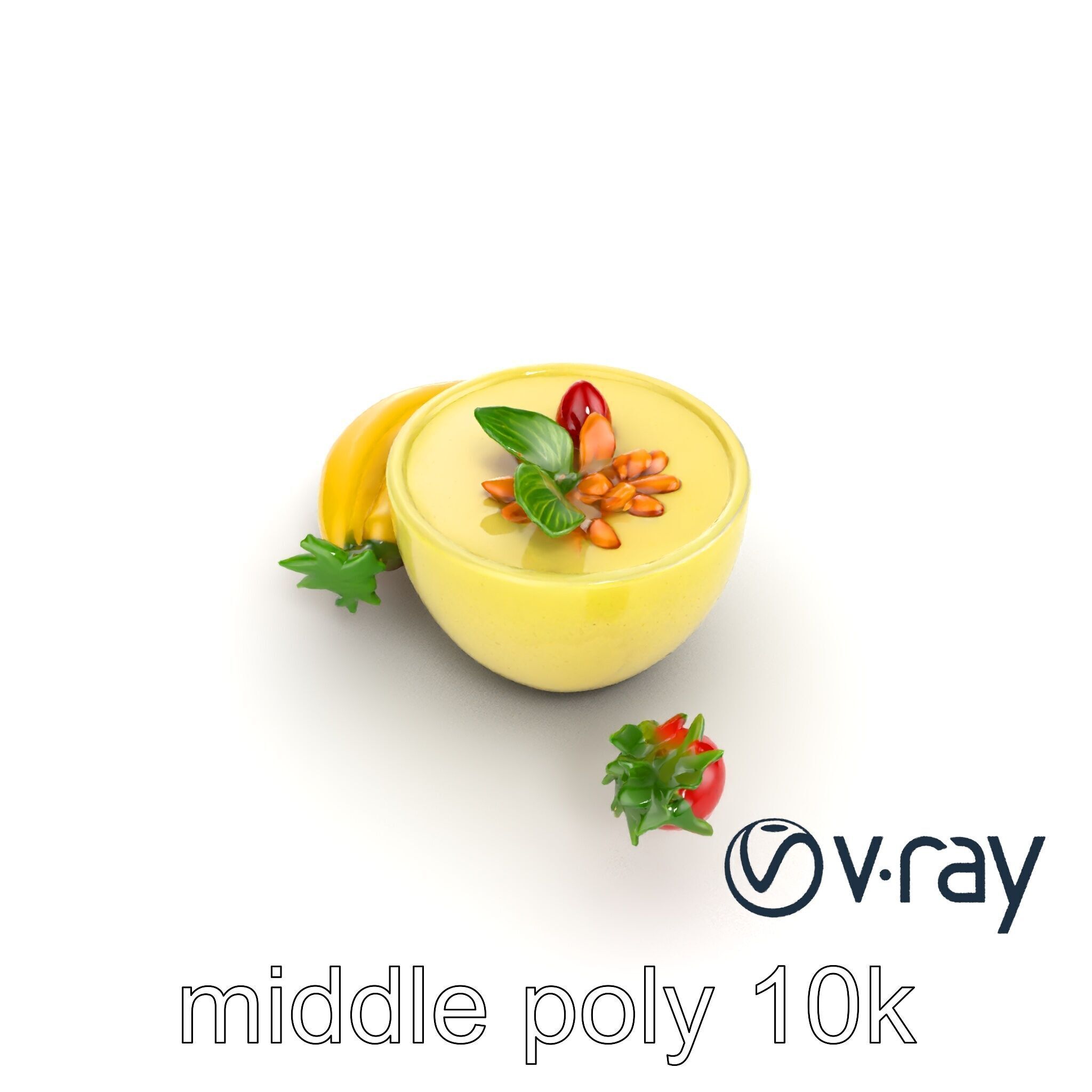 Tropical Smoothie Bowl 3D model pack Low-poly 3D model_14