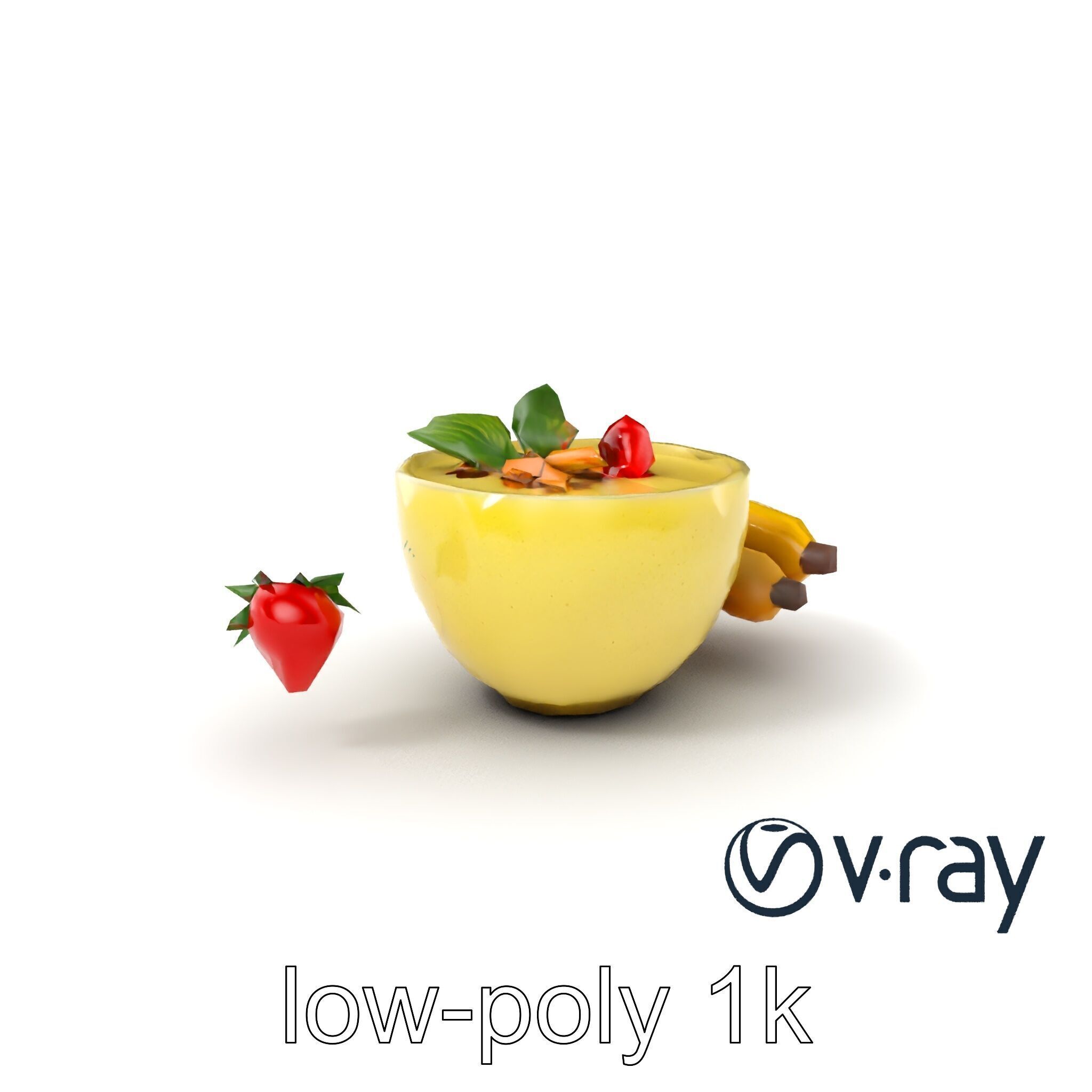 Tropical Smoothie Bowl 3D model pack Low-poly 3D model_10