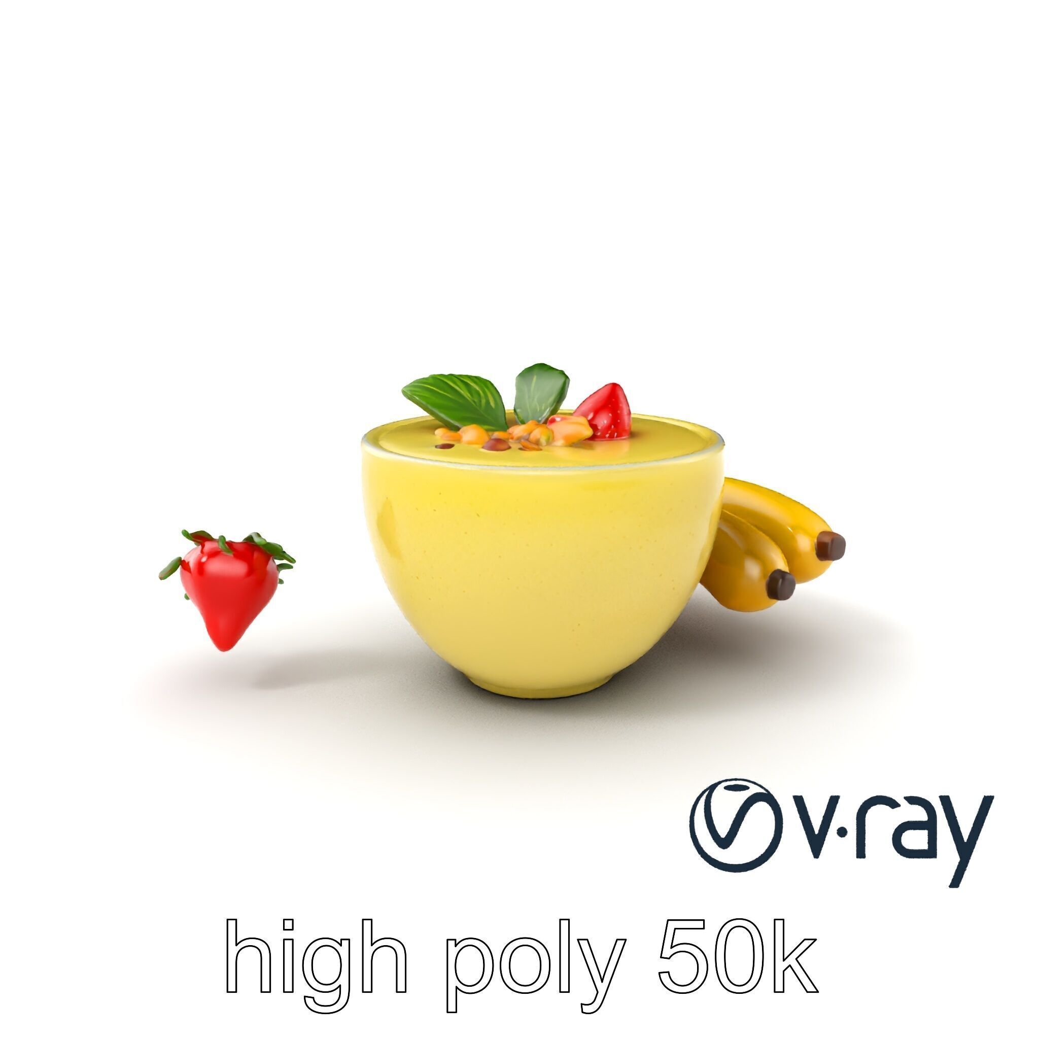 Tropical Smoothie Bowl 3D model pack Low-poly 3D model_8
