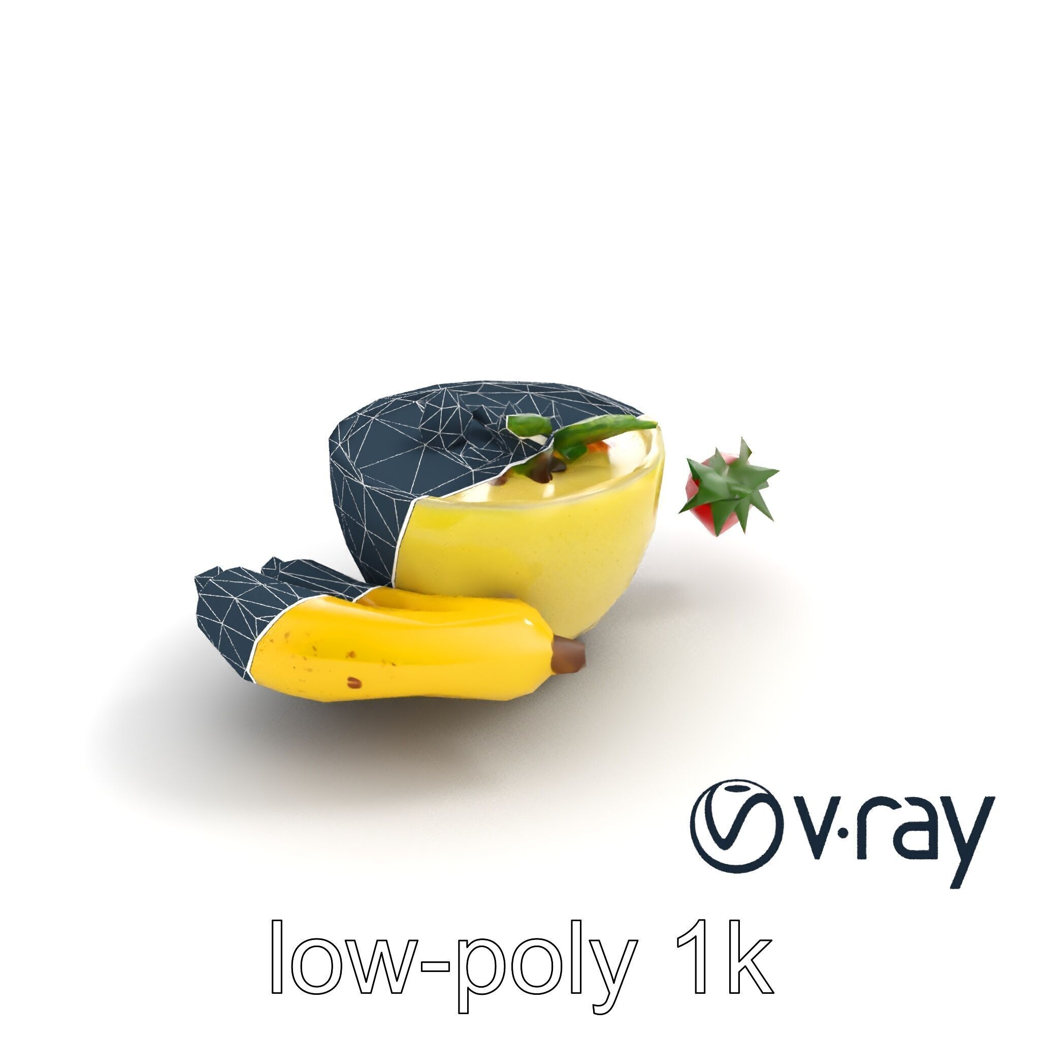 Tropical Smoothie Bowl 3D model pack Low-poly 3D model_34