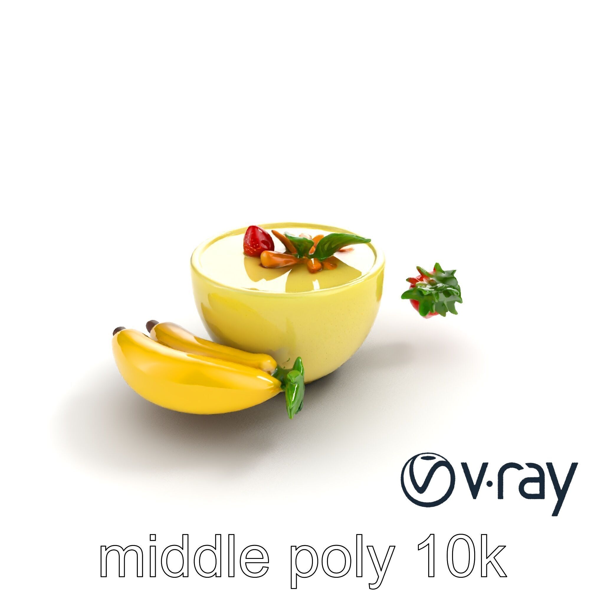 Tropical Smoothie Bowl 3D model pack Low-poly 3D model_12