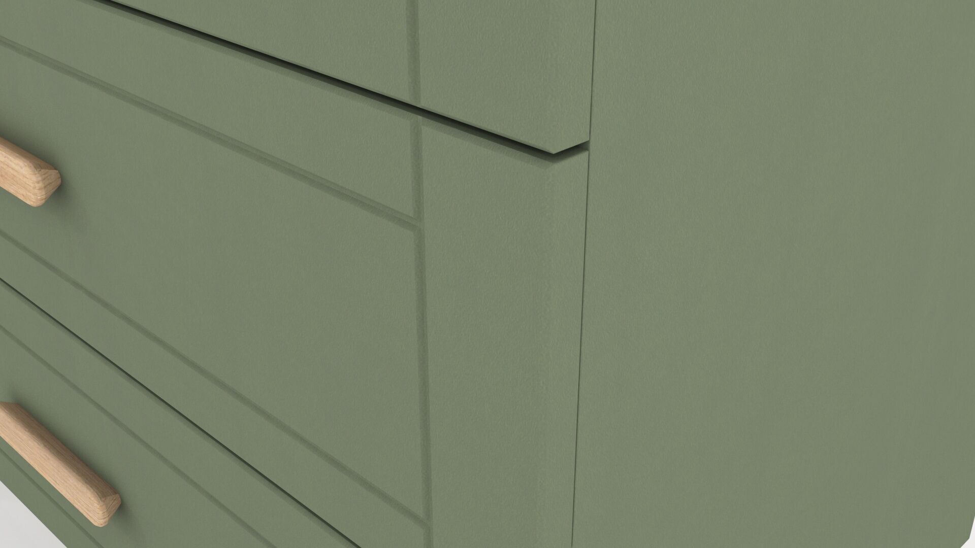 Chest 3 Drawer Two Tone Matt Dark Olive Green and Solid Oak  3D model_4