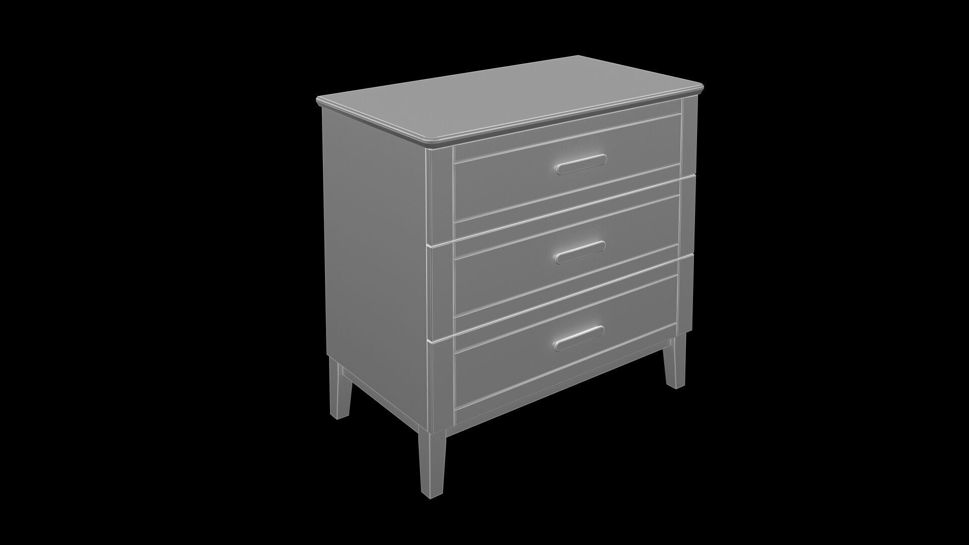 Chest 3 Drawer Two Tone Matt Dark Olive Green and Solid Oak  3D model_10