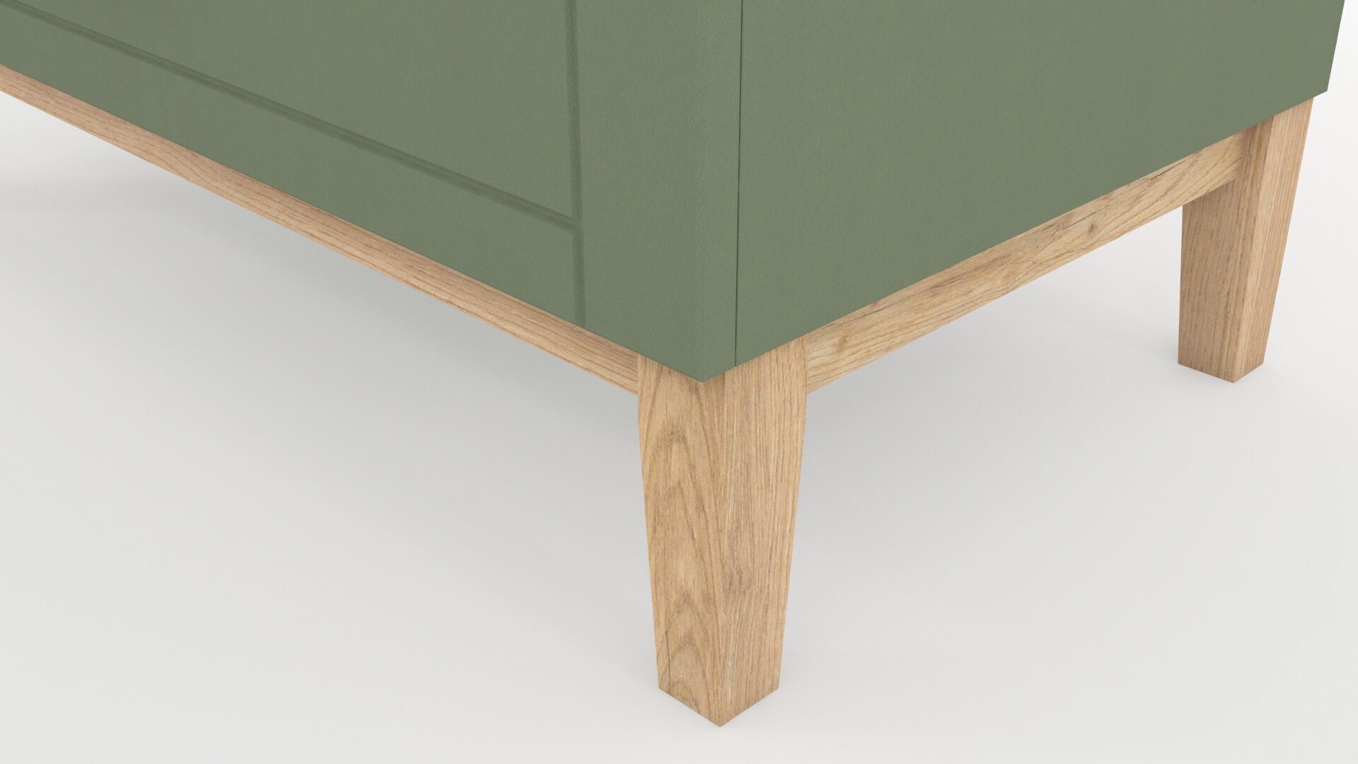Chest 3 Drawer Two Tone Matt Dark Olive Green and Solid Oak  3D model_5