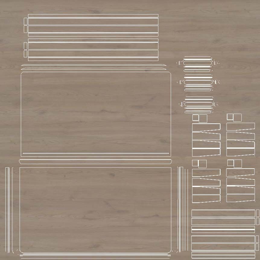 Chest 3 Drawer Two Tone Matt Dark Olive Green and Solid Oak  3D model_11