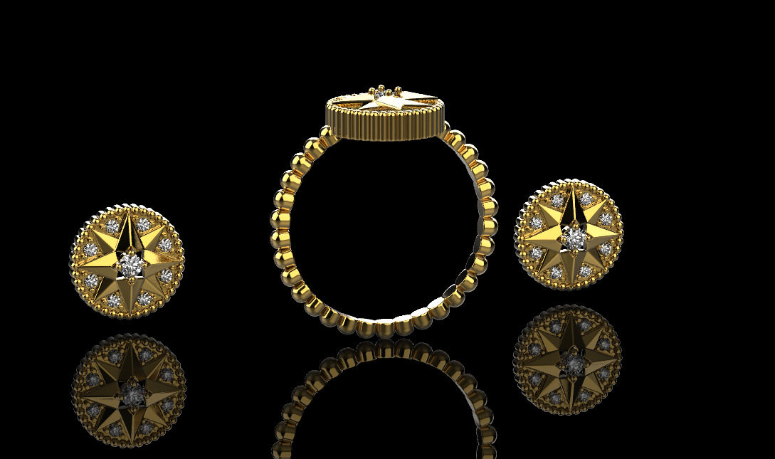 Ring and Earrings set 10777 3D print model_1