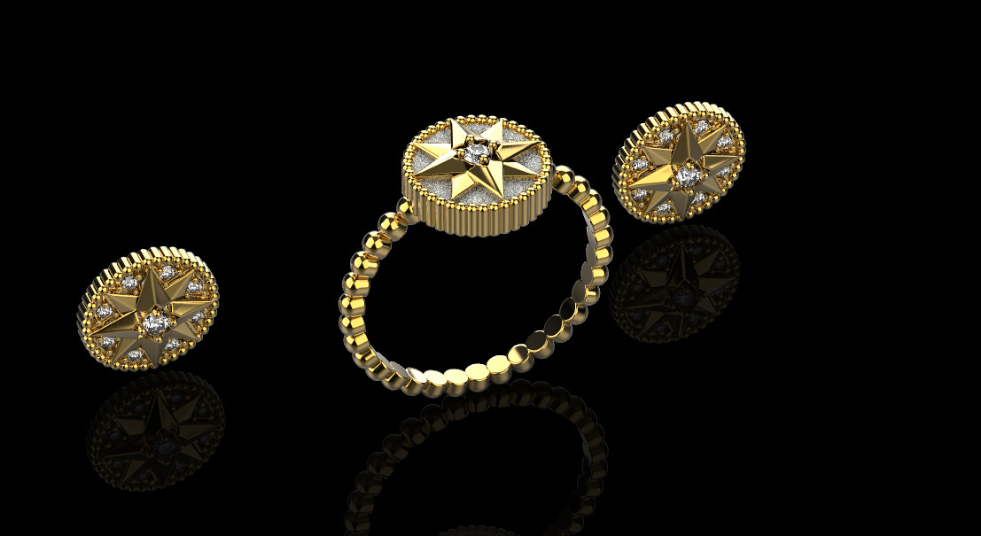 Ring and Earrings set 10777 3D print model_3