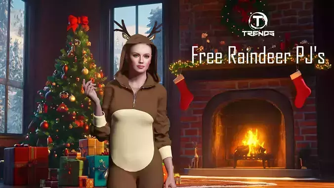 Free Raindeer PJ Free low-poly 3D model