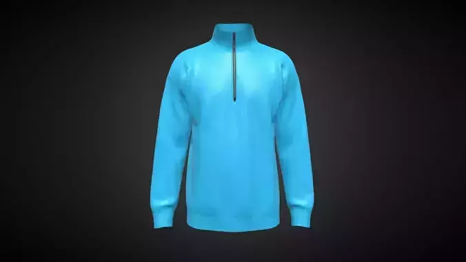Knit Jacket-Blue In Low Poly