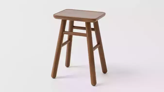 Wooden Stool High Quality 3d Model