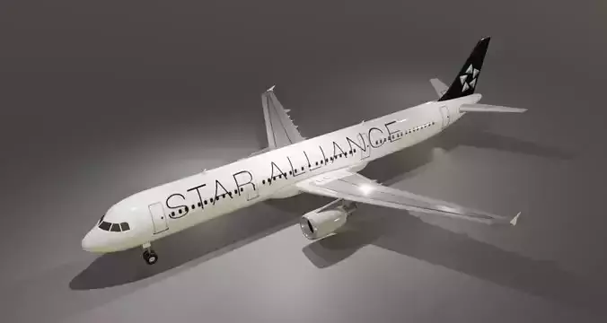 Airbus a321-211 star alliance low poly 3D Model