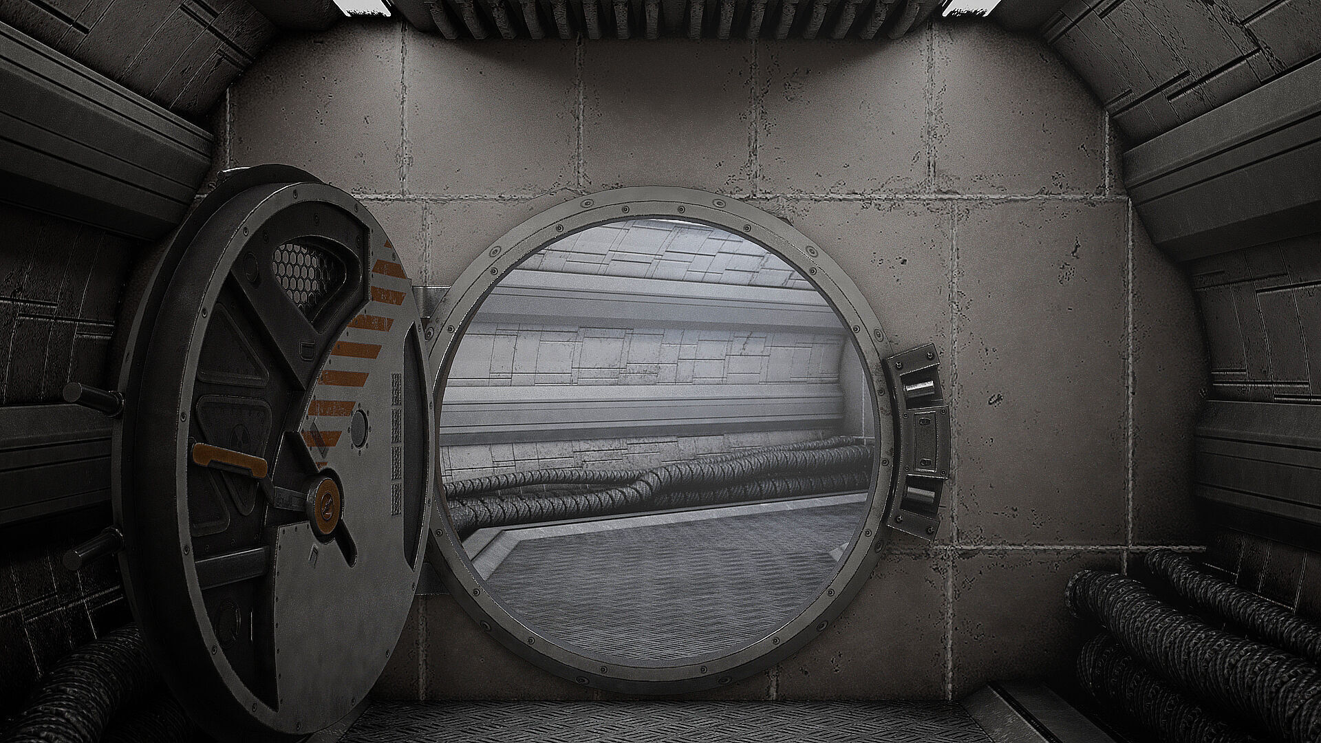 SciFi Bunker Door v5 Low-poly 3D model_3