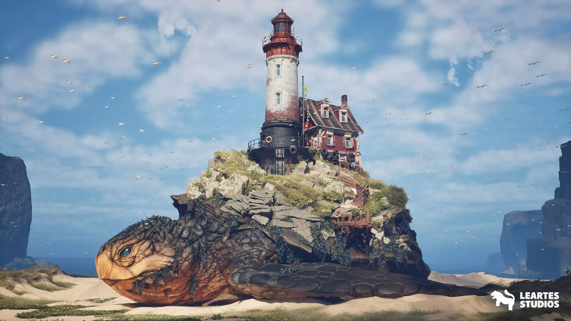 Tortuga Lighthouse Island Environment Low-poly 3D model