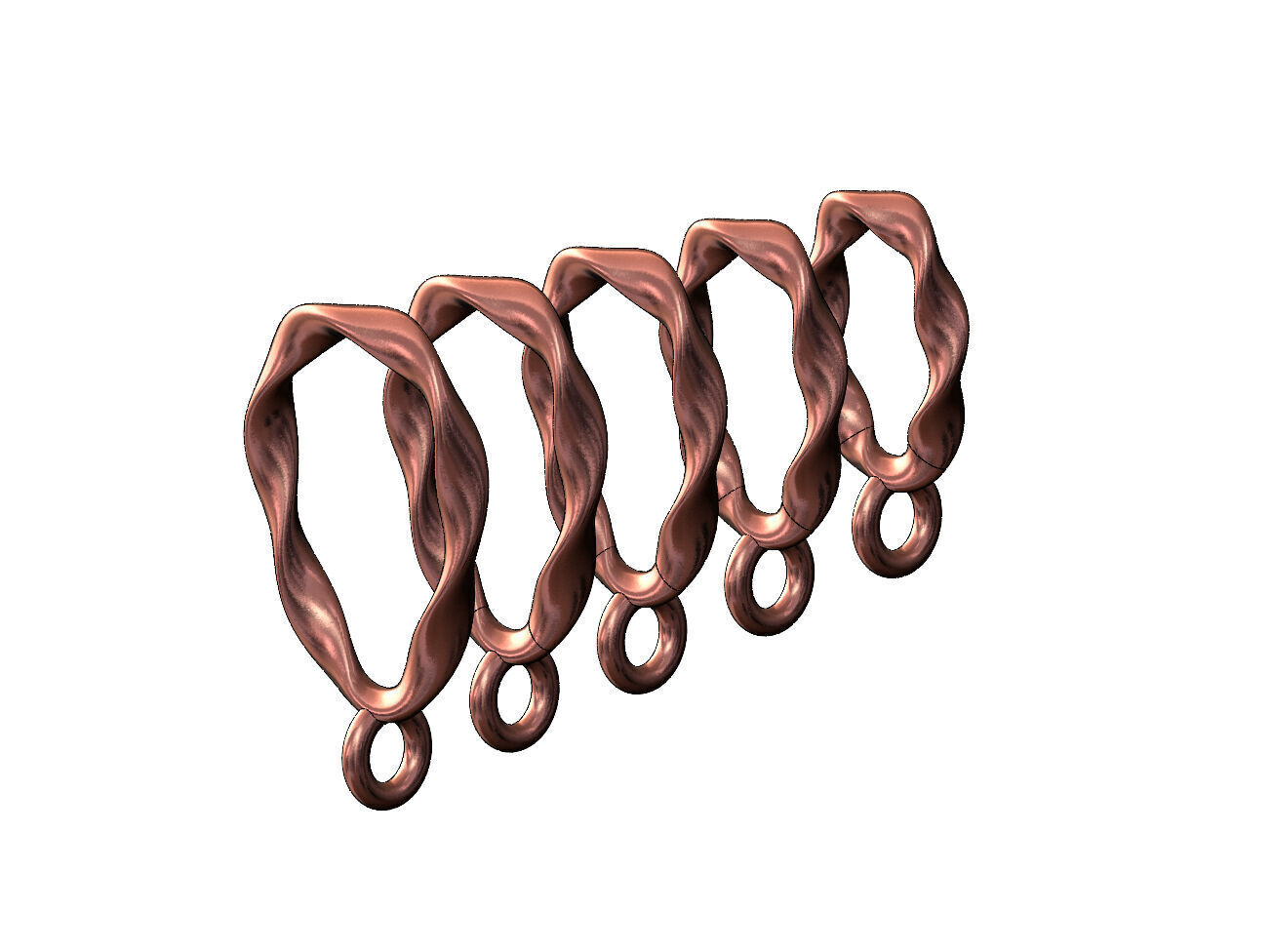 Oval section double twisted bail with loop 3D print model_10