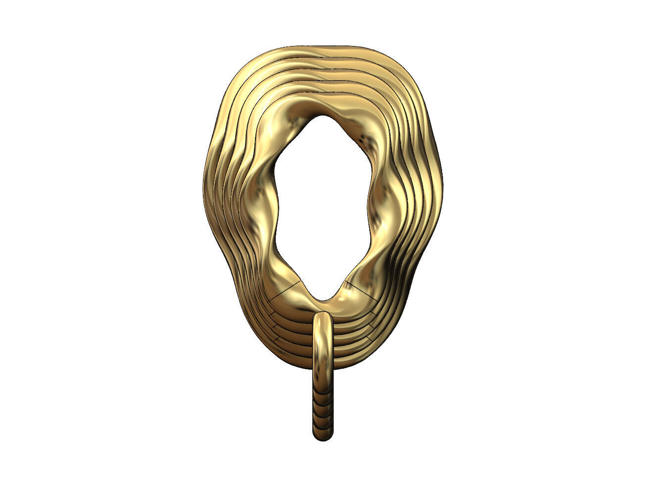 Oval section double twisted bail with loop 3D print model_3