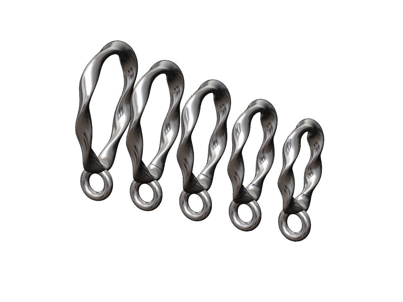 Oval section double twisted bail with loop 3D print model_11