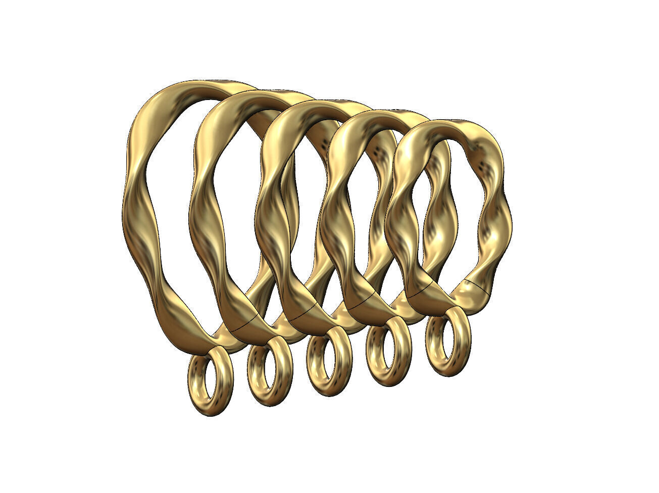 Oval section double twisted bail with loop 3D print model_4