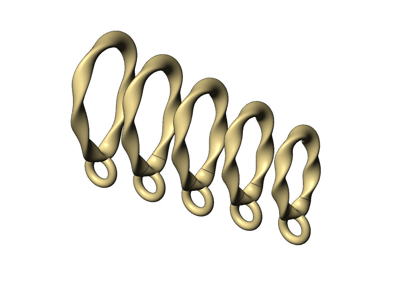 Oval section double twisted bail with loop 3D print model_5