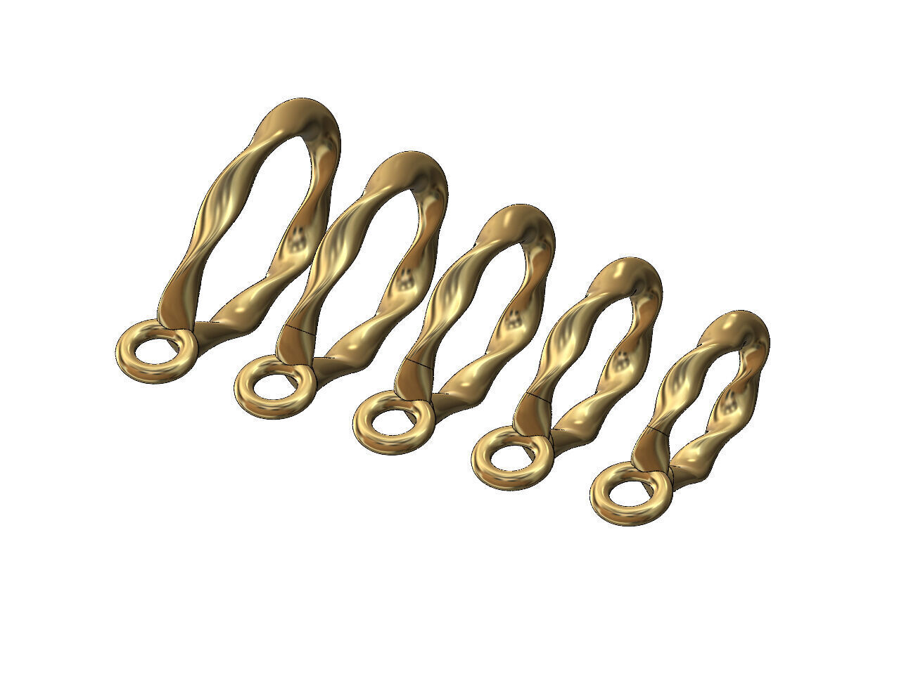 Oval section double twisted bail with loop 3D print model_2