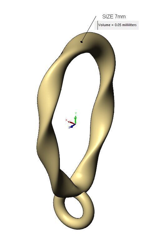 Oval section double twisted bail with loop 3D print model_17