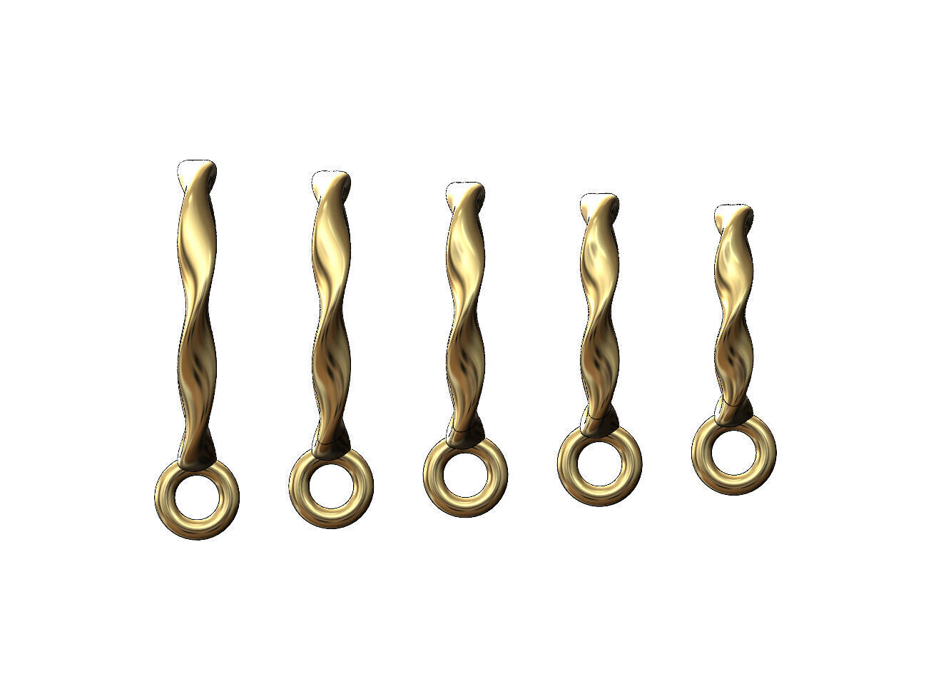 Oval section double twisted bail with loop 3D print model_1