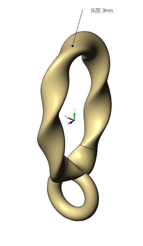 Oval section double twisted bail with loop 3D print model_16