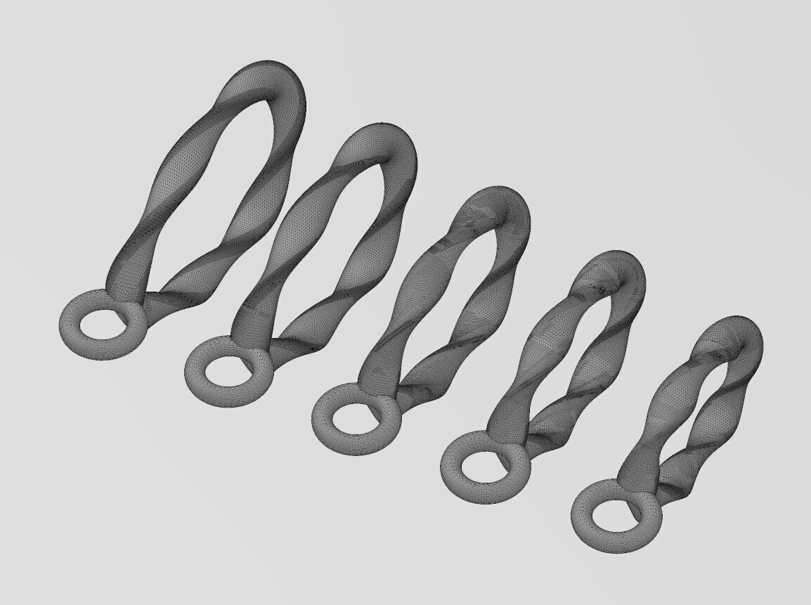 Oval section double twisted bail with loop 3D print model_15