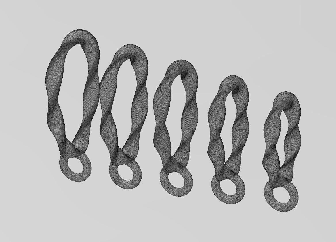 Oval section double twisted bail with loop 3D print model_14