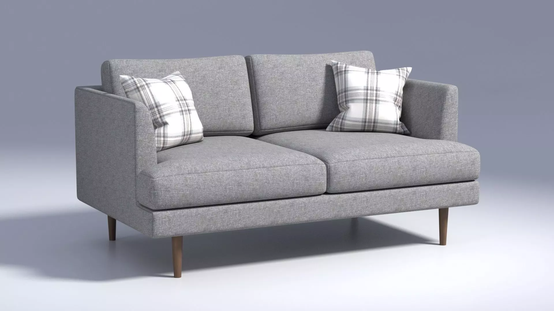 Fabric Loveseat with Pillows - Grey Fabric - 2 seat sofa chair 3D model_0