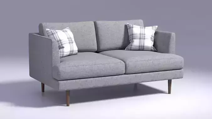 Fabric Loveseat with Pillows - Grey Fabric - 2 seat sofa chair 3D model
