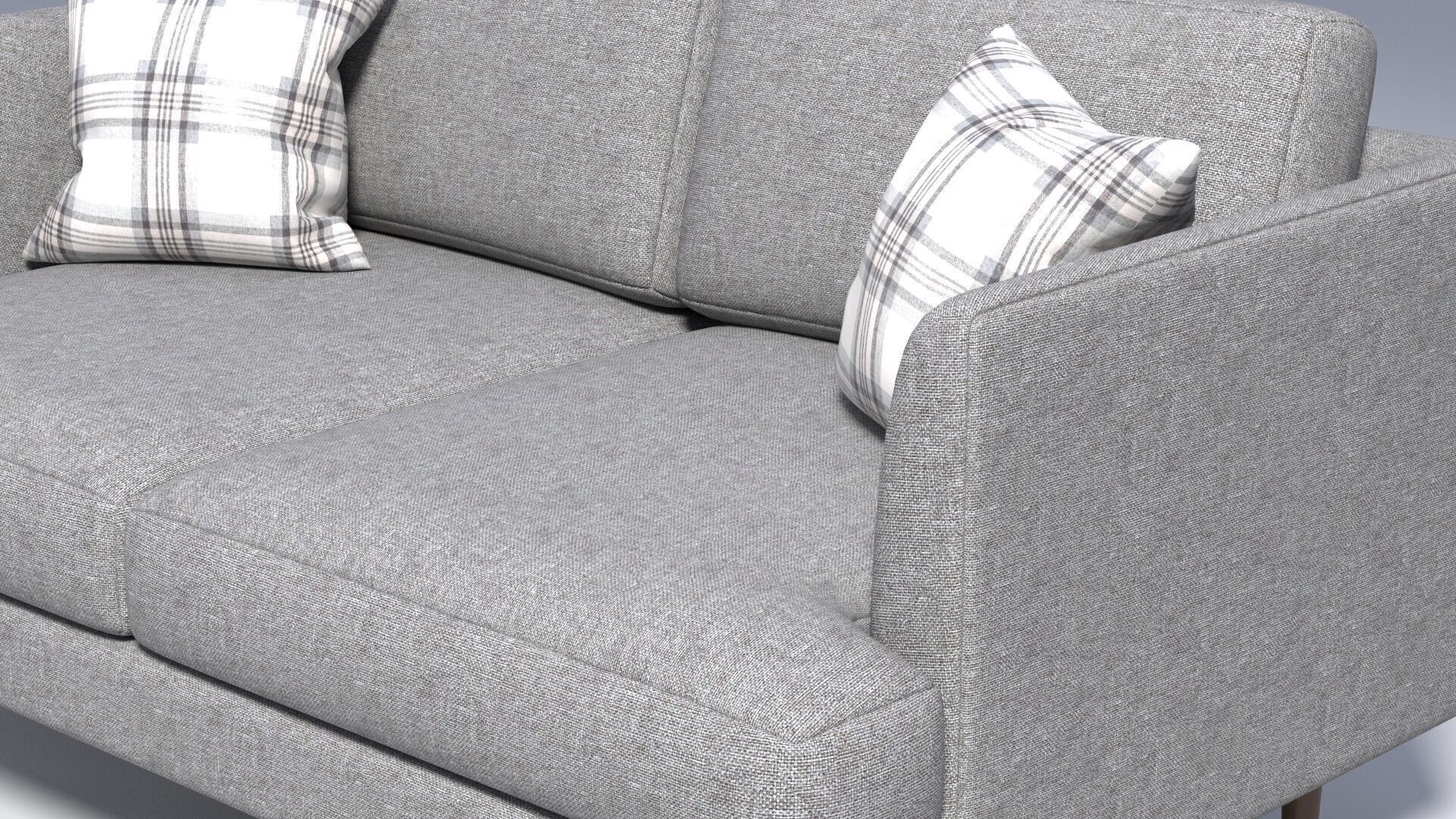 Fabric Loveseat with Pillows - Grey Fabric - 2 seat sofa chair 3D model_5