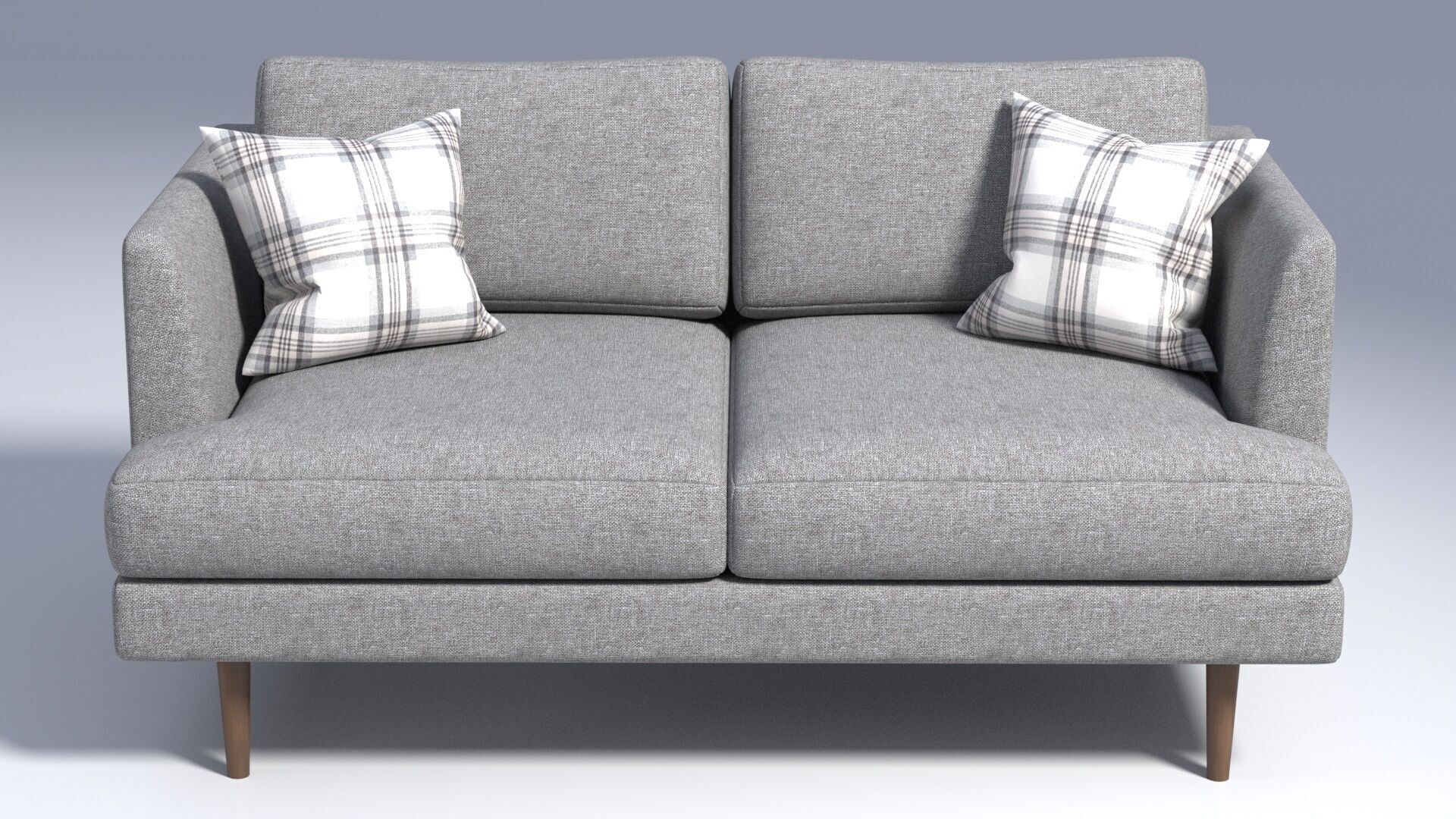 Fabric Loveseat with Pillows - Grey Fabric - 2 seat sofa chair 3D model_3