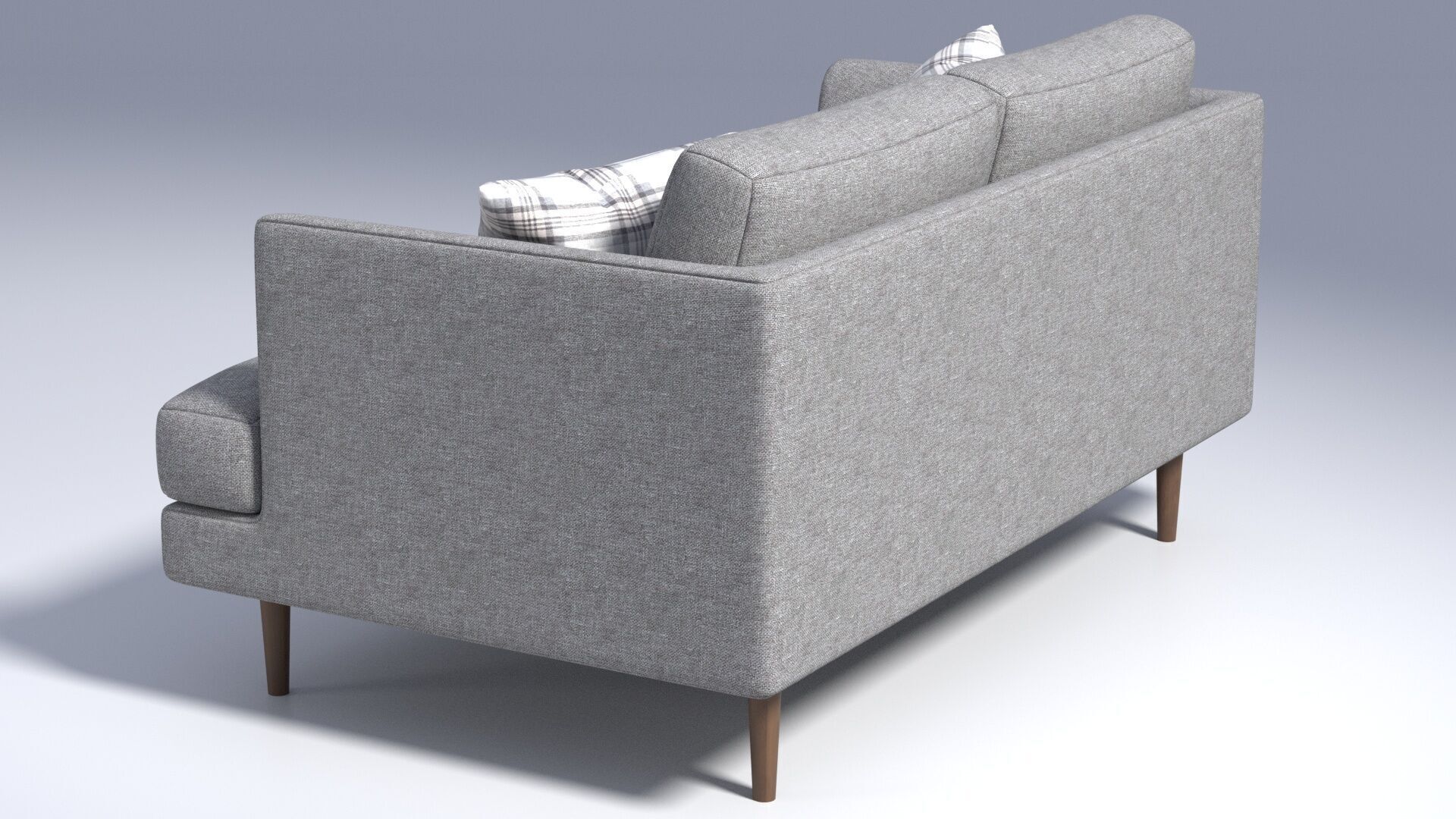 Fabric Loveseat with Pillows - Grey Fabric - 2 seat sofa chair 3D model_4