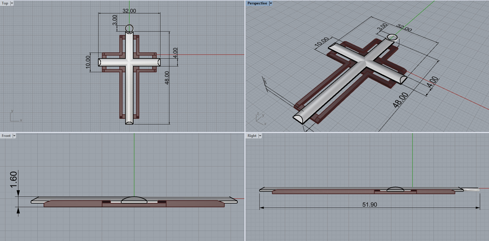 Cross Pendant 8512 3D print model_4