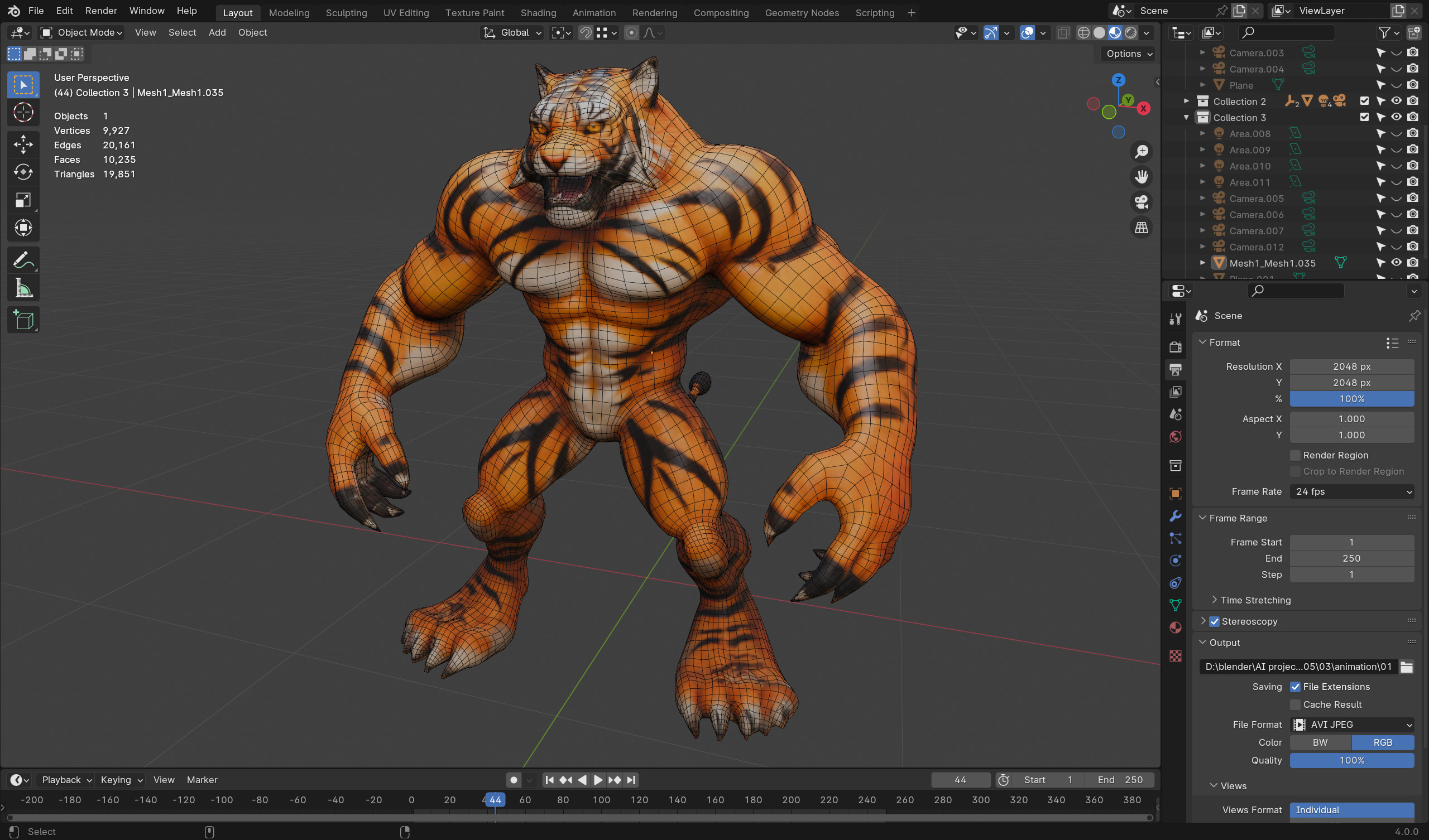 Anthropomorphic Rig-Ready Tiger - Low Poly Game Asset Low-poly 3D model_5
