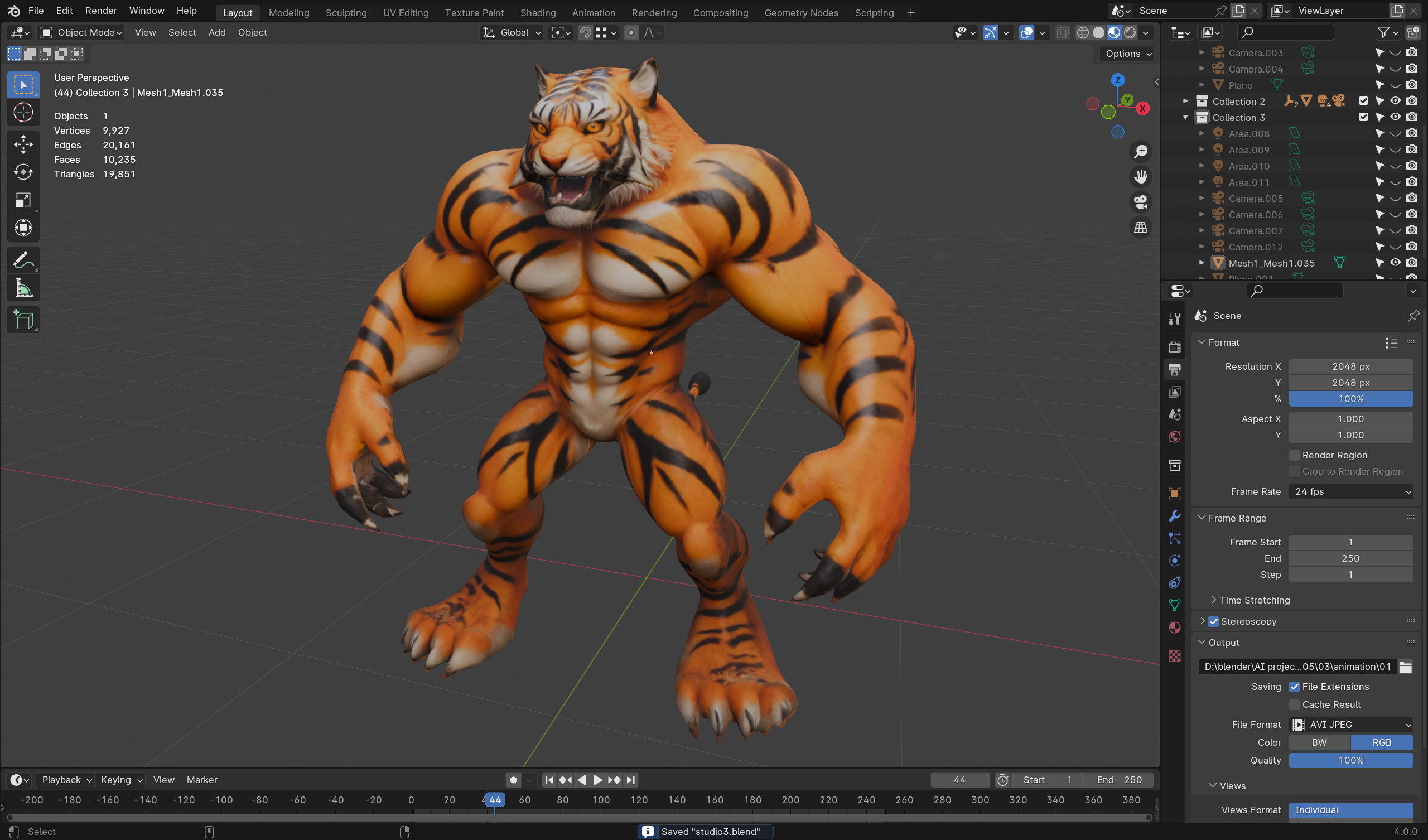 Anthropomorphic Rig-Ready Tiger - Low Poly Game Asset Low-poly 3D model_4