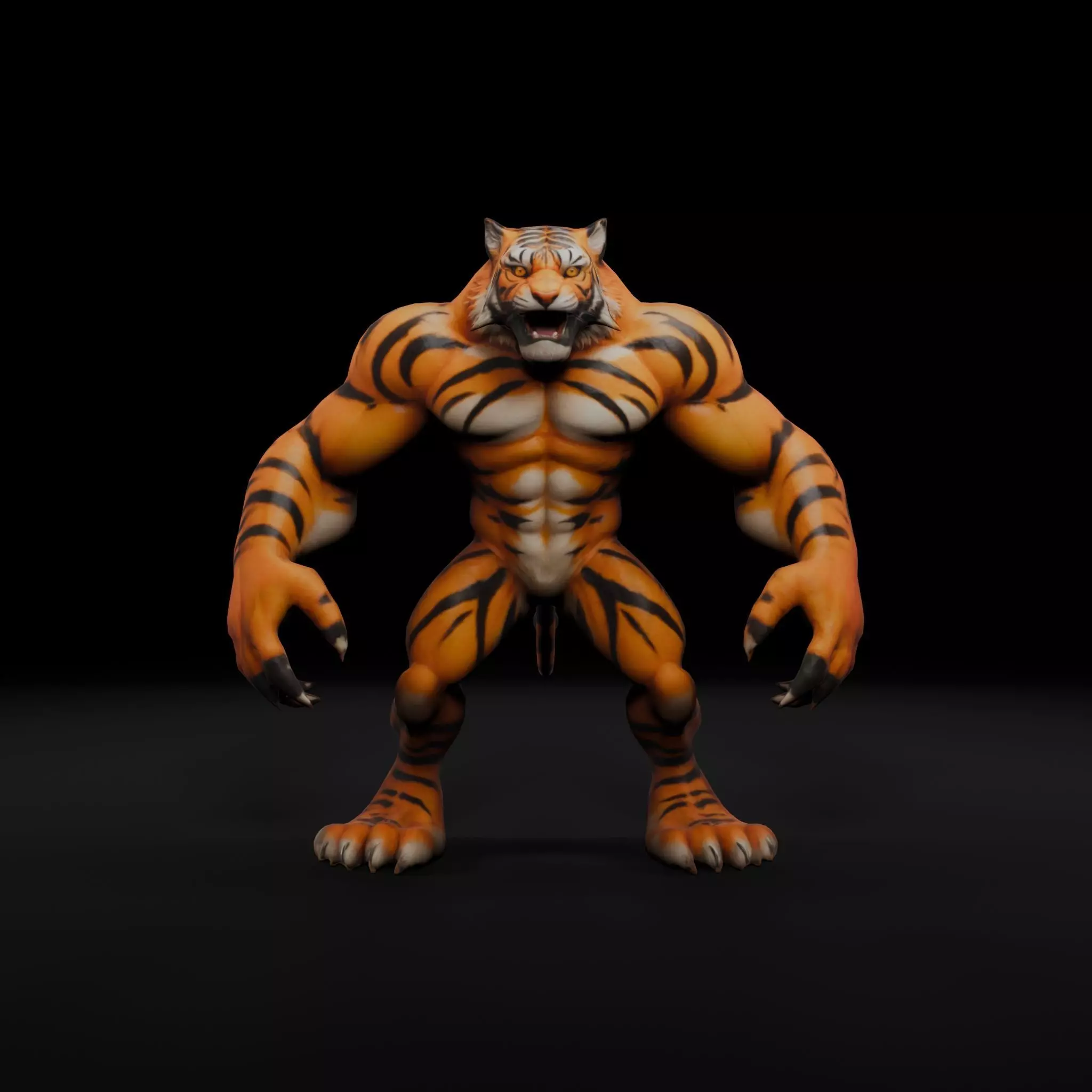 Anthropomorphic Rig-Ready Tiger - Low Poly Game Asset Low-poly 3D model_0
