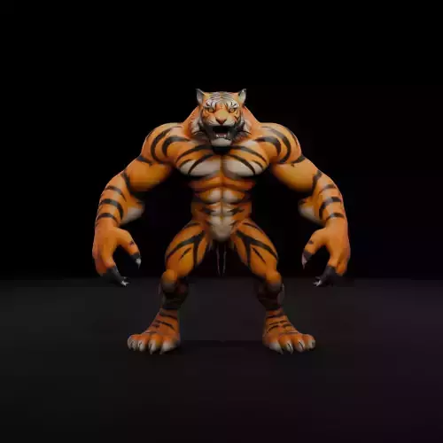 Anthropomorphic Rig-Ready Tiger - Low Poly Game Asset Low-poly 3D model
