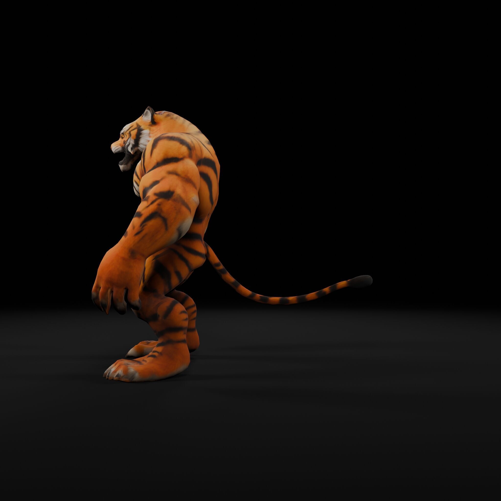 Anthropomorphic Rig-Ready Tiger - Low Poly Game Asset Low-poly 3D model_2
