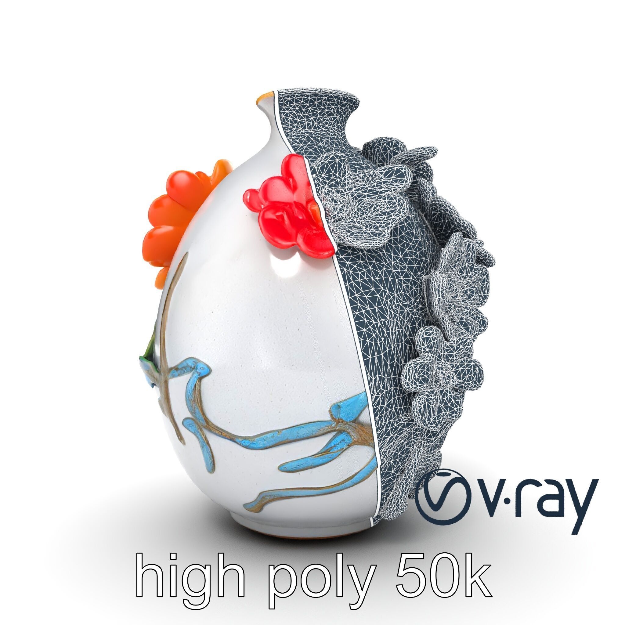 Colorful Blossom Vase Sculptural Art model pack Low-poly 3D model_34