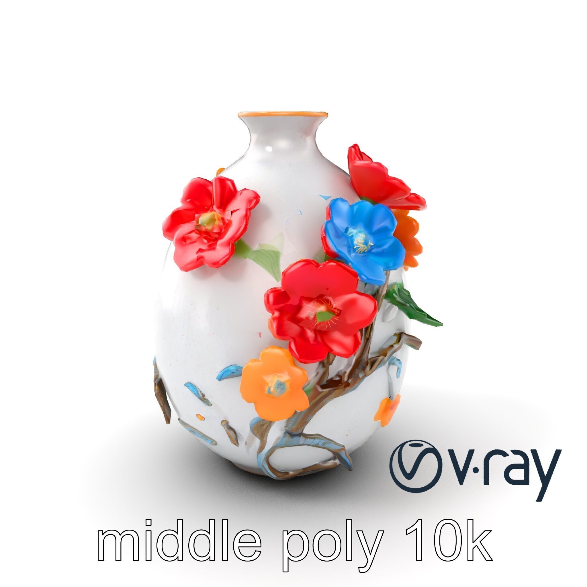 Colorful Blossom Vase Sculptural Art model pack Low-poly 3D model_9