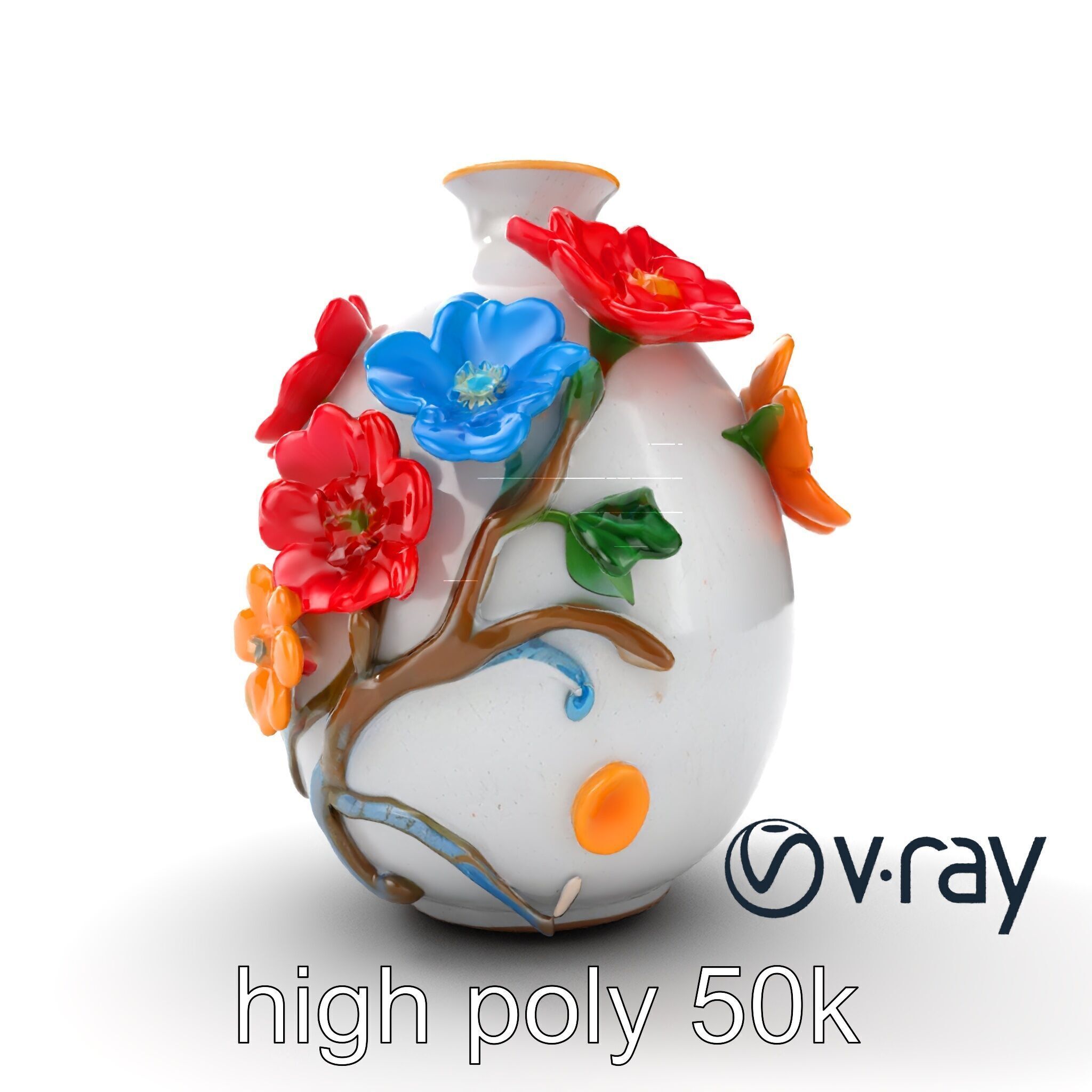 Colorful Blossom Vase Sculptural Art model pack Low-poly 3D model_28