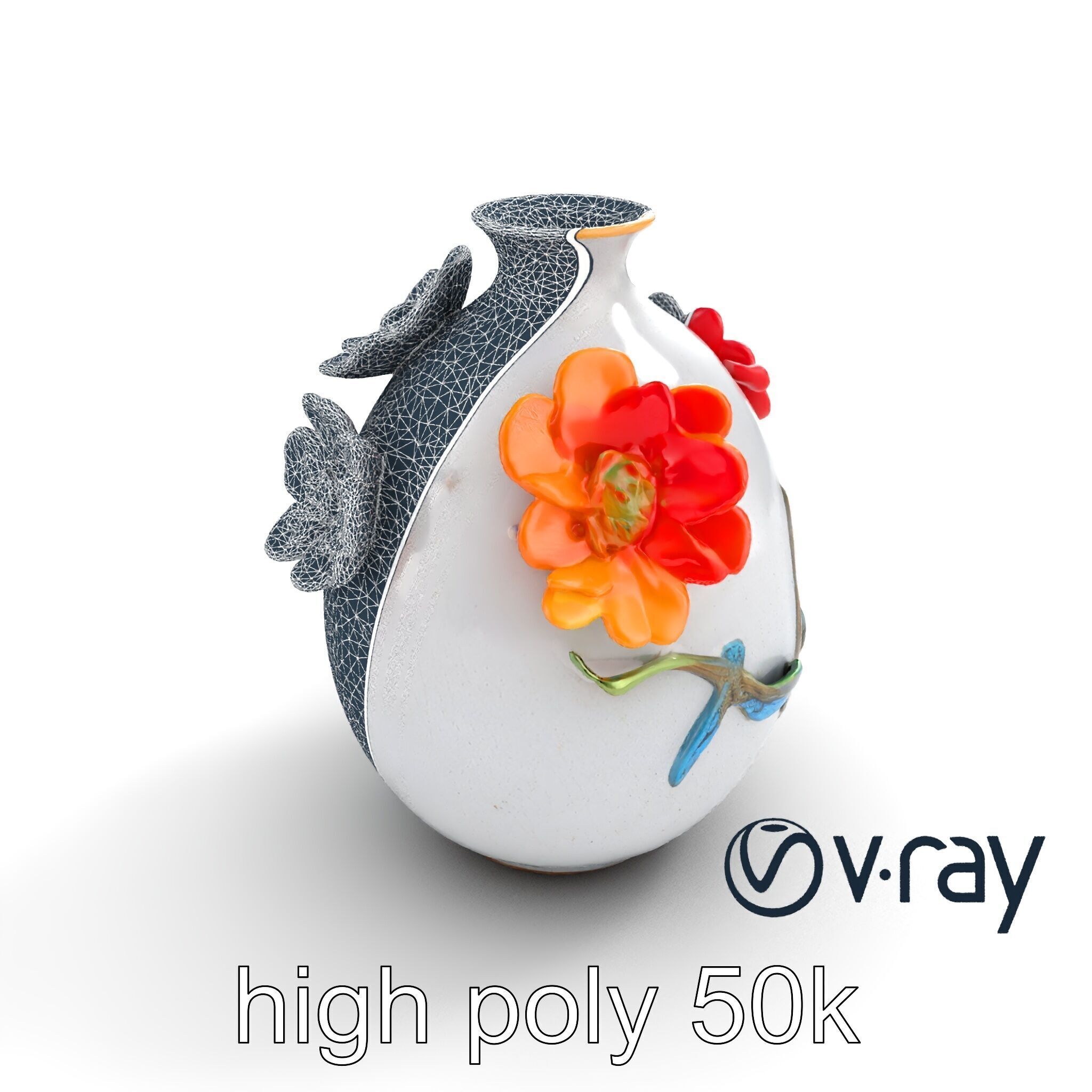 Colorful Blossom Vase Sculptural Art model pack Low-poly 3D model_35