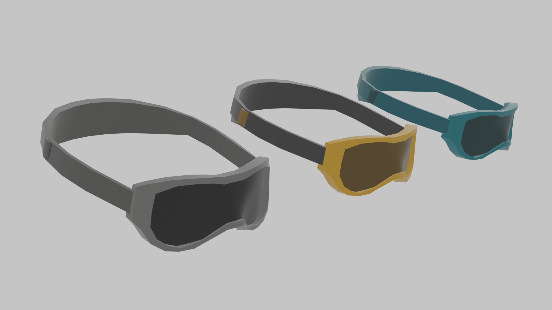 LOW POLY SKI GOGGLES Low-poly 3D model_4